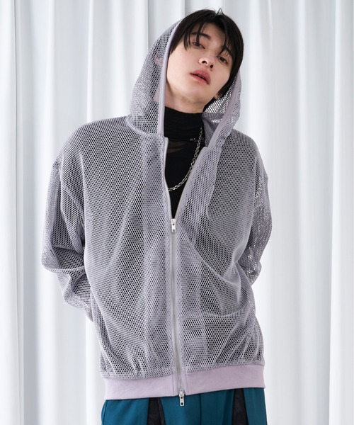 Ellno Loset（エルノロゼット） パーカー メッシュダブルジップ