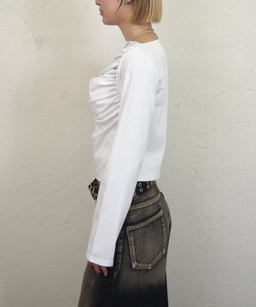 tシャツ ギャザーオフショルTOP レディース WHO'S WHO gallery tシャツ ギャザーオフショルトップス