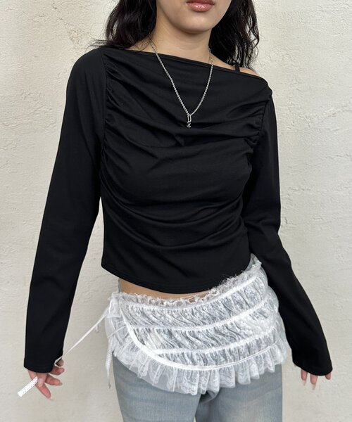 tシャツ ギャザーオフショルTOP レディース WHO'S WHO gallery tシャツ ギャザーオフショルトップス