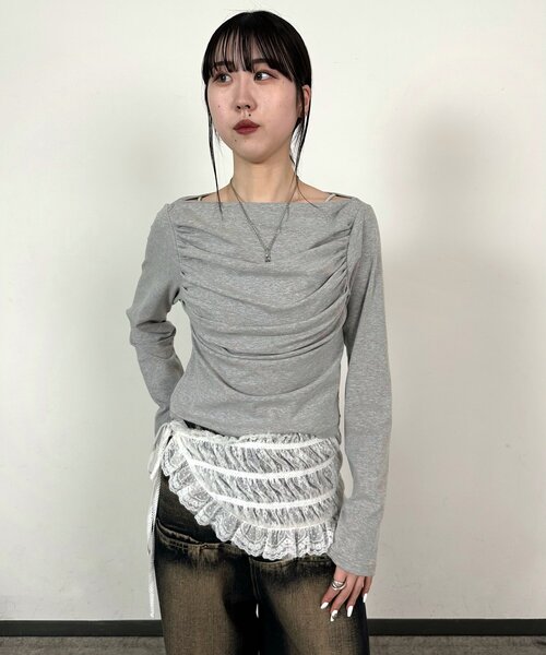 tシャツ ギャザーオフショルTOP レディース WHO'S WHO gallery tシャツ ギャザーオフショルトップス