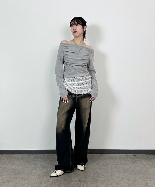 tシャツ ギャザーオフショルTOP レディース WHO'S WHO gallery tシャツ ギャザーオフショルトップス