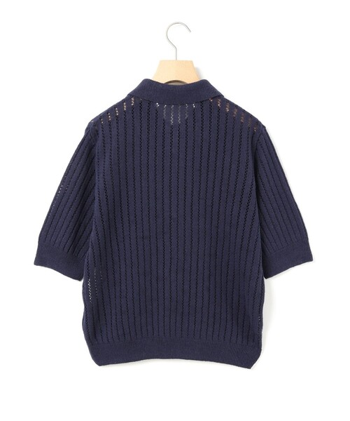 今季新品　リネン混【MidiUmi】模様編みニットポロ　ライトグレー　ミディウミ MidiUmi 模様編みニットポロ｜ MARcourt ONLINE STORE