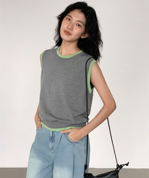 c.u.l tシャツ バイカラーニットタンクトップ EM25s044