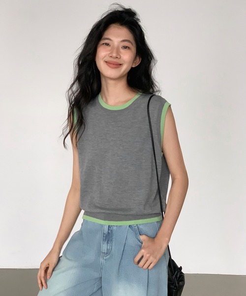 c.u.l tシャツ バイカラーニットタンクトップ EM25s044