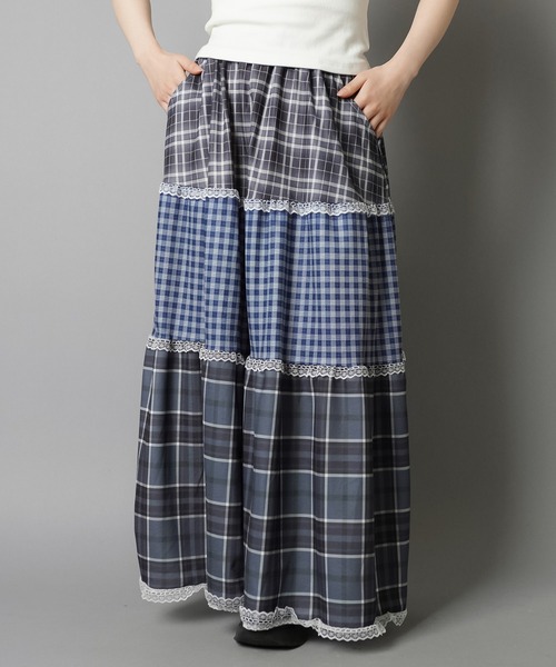 SPINNS（スピンズ） スカート ロングスカート/つぎはぎチェック/NEO森