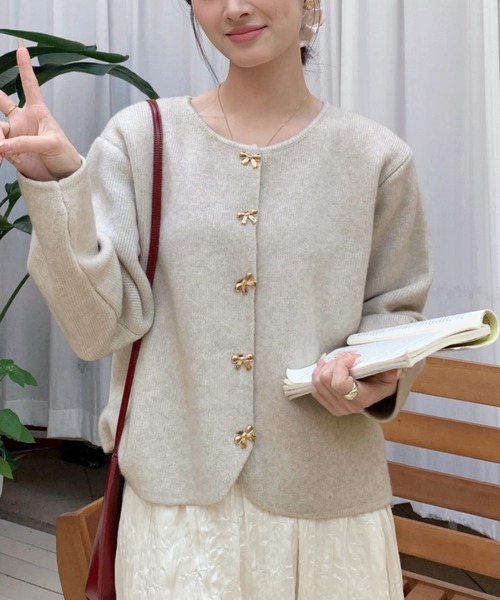 「Ulysses」 「Doula Doula」ニットカーディガン F ベージュ レディース_画像3