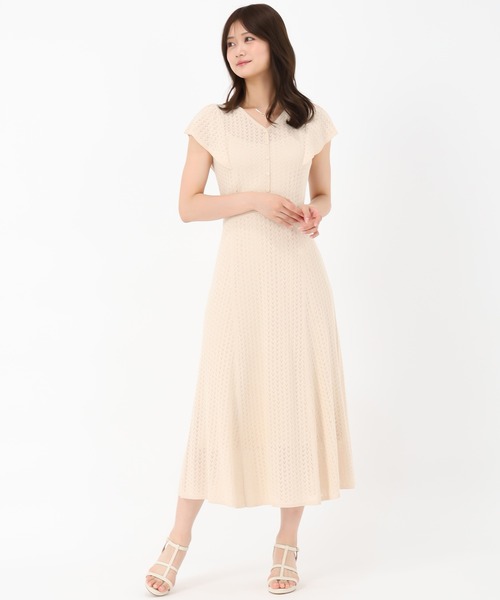 ◆ミュベールのオーストリッチ×ニットワンピース MUVEIL(ミュベール) スヌード付きペルシアンプリントニット