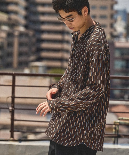 niko and…（ニコアンド） シャツ 総柄オープンカラーシャツ メンズ