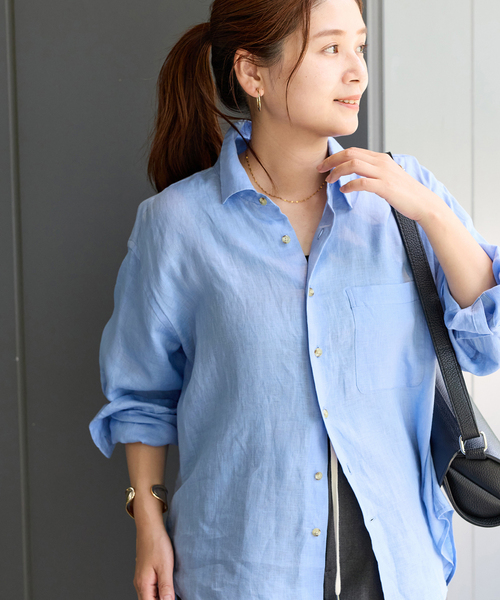 24ss タグ付きJOURNAL STANDARD リネンレギュラーカラーシャツ リネンレギュラーカラーシャツ（シャツ／ブラウス）｜JOURNAL