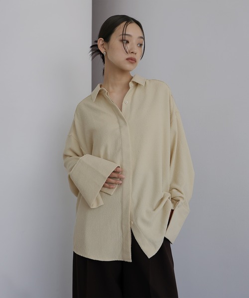 [乙様]新品未使用 BEIGE SHELBY シェルビー/ロングスリーブブラウス STYLEMIXER | ワイドプリーツシャツワンピース (ワンピース(ロング