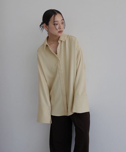 hellam（ヘラム） ブラウス シャツ 起毛 ビックカフスネップシャツ