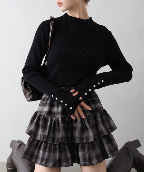 Dim Moire チェック柄フリルミニスカート Dim Moire チェック柄フリルミニスカート 受注予約商品】PUNK