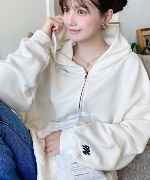 「LOULOU select」 ジップアップパーカー L オートミール レディース_画像7