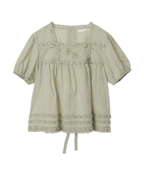 ピンクハウス　ロゴ刺繍ブラウス PINK HOUSE（ピンクハウス） ブラウス シャツ ロゴ刺繍ブラウス