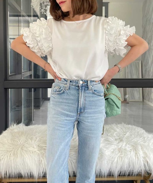 「M y u」 半袖ブラウス MEDIUM ブラック レディース_画像3