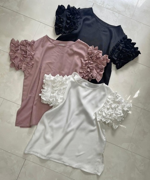 「M y u」 半袖ブラウス MEDIUM ブラック レディース_画像7