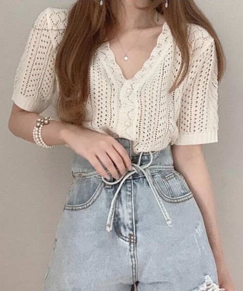 「Girly Doll」 ニットカーディガン F ブラック レディース_画像2