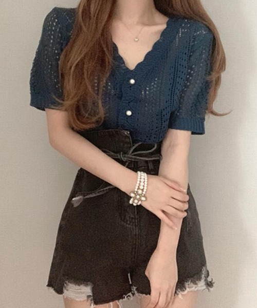 「Girly Doll」 ニットカーディガン F ブラック レディース_画像7