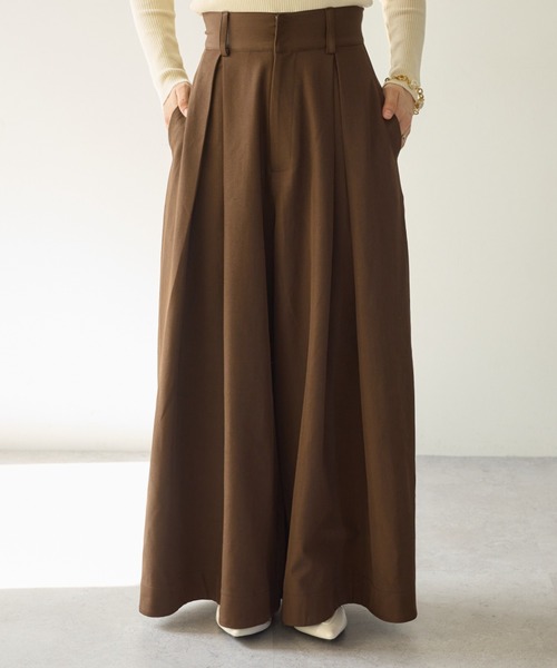 KUREN ワイドパンツ スラックス パンツ フロントタックワイドパンツ