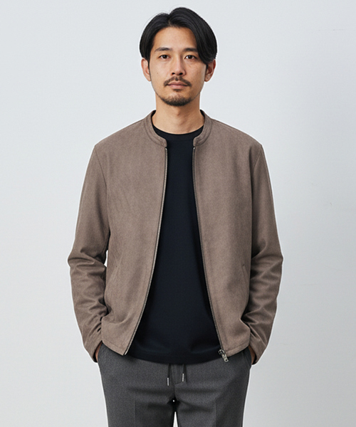ABAHOUSE ライトグレー レザージャケット ABAHOUSE GRAY 革ジャン ライダース ネオスエード ボアライダース