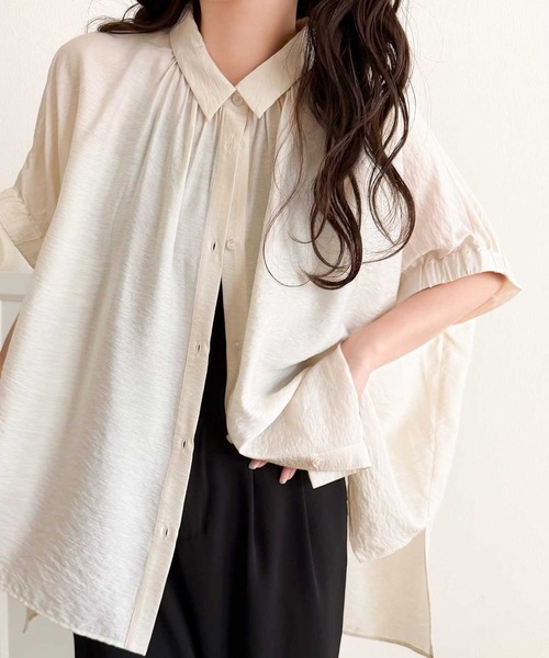 ルフィル ブラウス 半袖 ドルマン シルエット ゆったり 体型カバー 白 classicalelf（クラシカルエルフ） ブラウス シャツ 夏 半袖 「体型