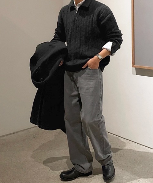 NOWLE（ノウル） セーター ニット 「NOWLE」ケーブル編み ハーフジップ