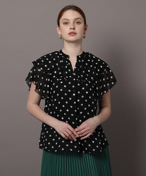 「DRESSTERIOR」 半袖ブラウス 38 ブラック レディースの画像