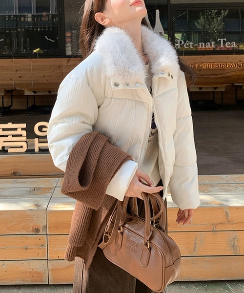 ダウンコート ダウンジャケット ファー付き中綿ジャケット レディース