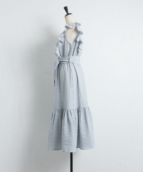 「tocco closet」 ノースリーブワンピース M サックスブルー レディース_画像4