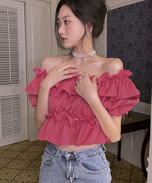 「meJane」 半袖ブラウス FREE ピンク レディース_画像6
