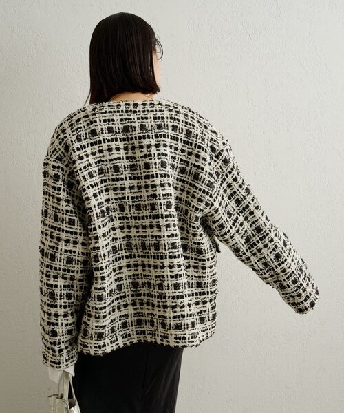 Omekashi（オメカシ） コート アウター ツイードノーカラージャケット