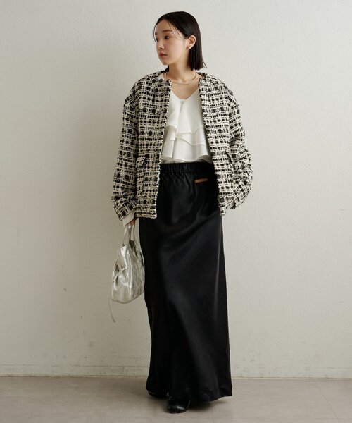 Omekashi（オメカシ） コート アウター ツイードノーカラージャケット