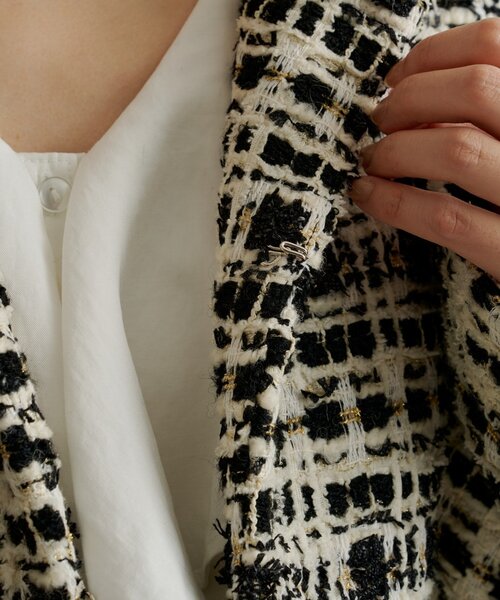 Omekashi（オメカシ） コート アウター ツイードノーカラージャケット