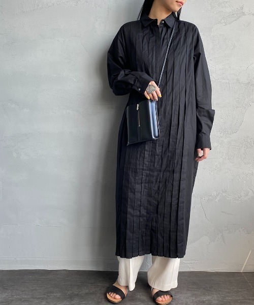 mizuiroind（ミズイロインド） シャツワンピース F ブラック