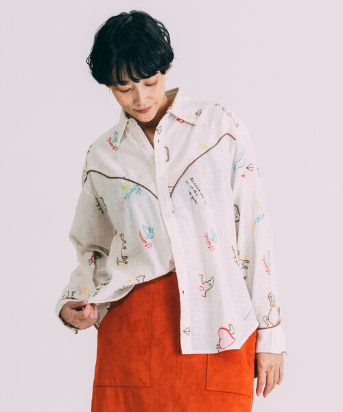 「Freada」 長袖シャツ ONE SIZE ホワイト レディース_画像4