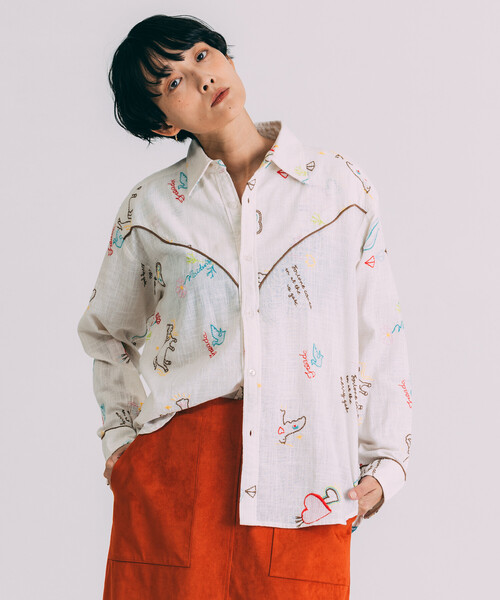 「Freada」 長袖シャツ ONE SIZE ホワイト レディース_画像7