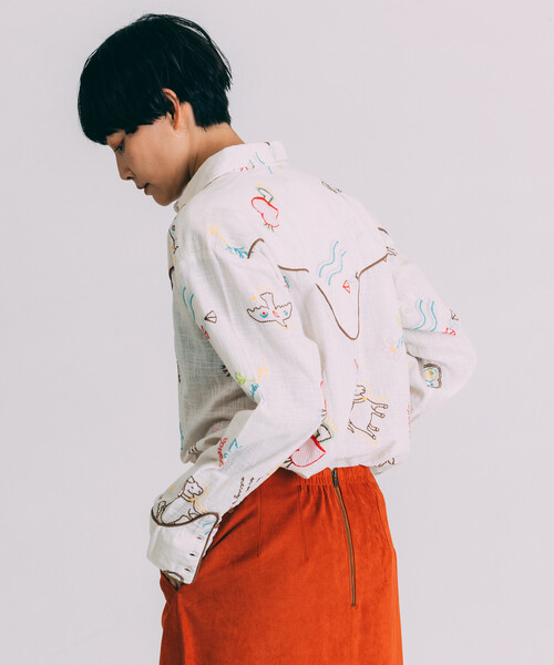 「Freada」 長袖シャツ ONE SIZE ホワイト レディース_画像9