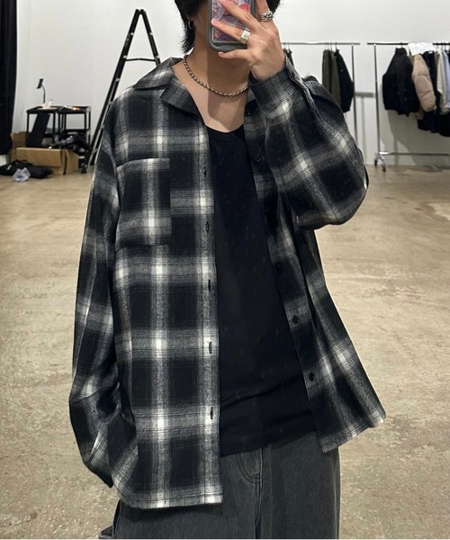 「ADAMASTE」 長袖シャツ SMALL ブラック×ホワイト メンズ_画像2