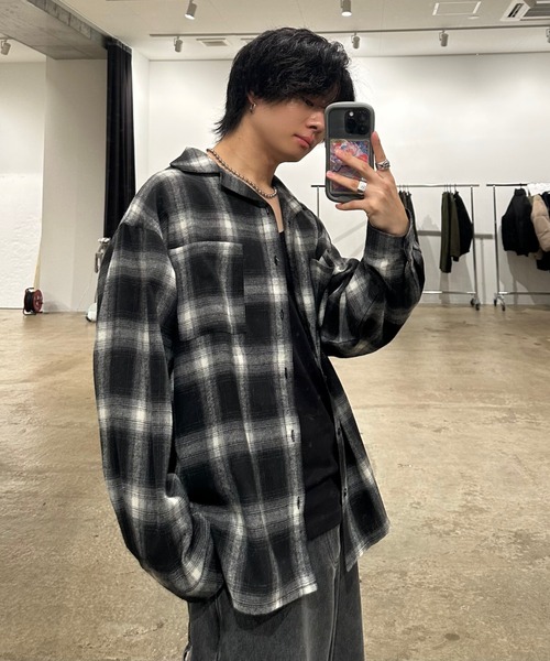 「ADAMASTE」 長袖シャツ SMALL ブラック×ホワイト メンズ_画像3