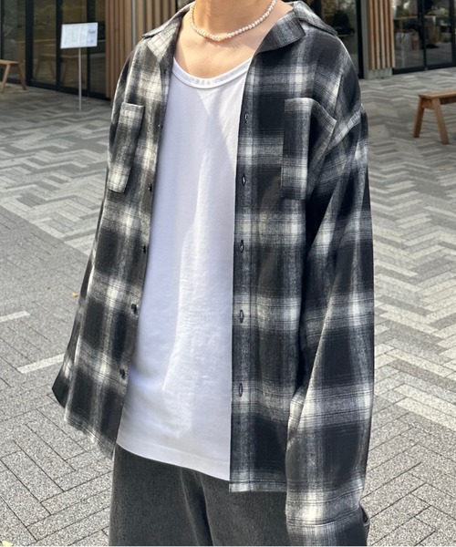 「ADAMASTE」 長袖シャツ SMALL ブラック×ホワイト メンズ_画像7