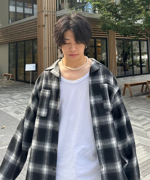 「ADAMASTE」 長袖シャツ SMALL ブラック×ホワイト メンズ_画像8
