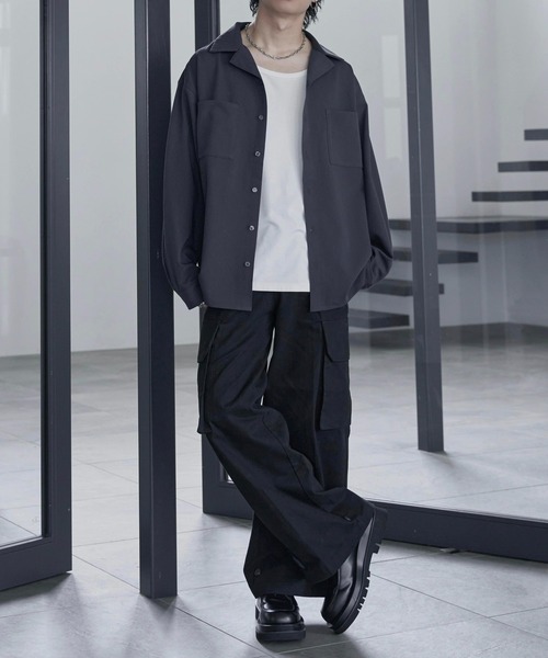 「ADAMASTE」 長袖シャツ SMALL ブラック×ホワイト メンズ_画像9