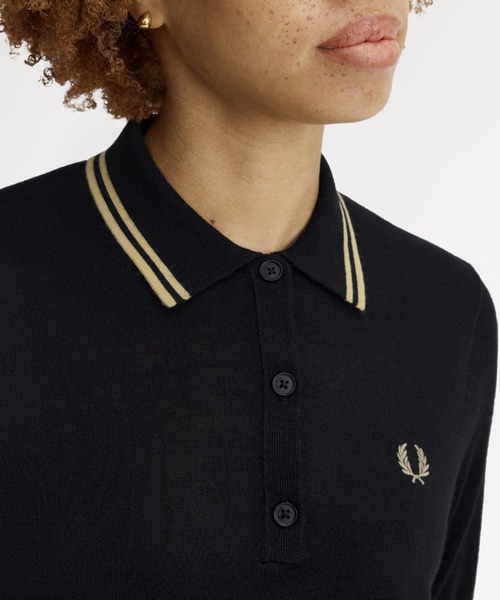ポロシャツ ポロ Tipped Knitted Shirt／ティップラインニットポロシャツ レディースの画像