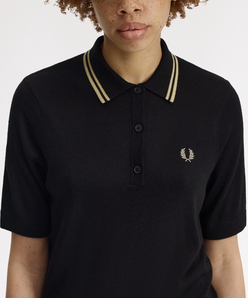 ポロシャツ ポロ Tipped Knitted Shirt／ティップラインニットポロシャツ レディースの画像