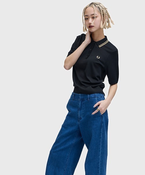 ポロシャツ ポロ Tipped Knitted Shirt／ティップラインニットポロシャツ レディースの画像