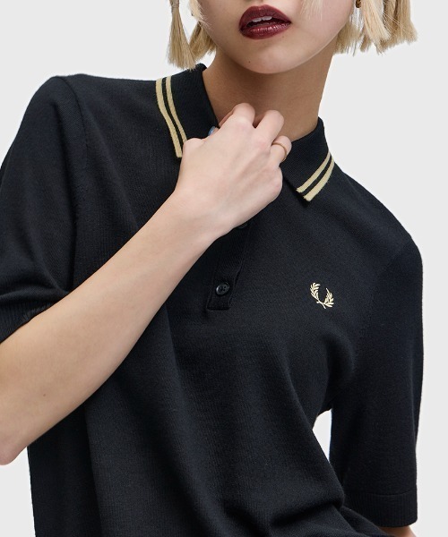 ポロシャツ ポロ Tipped Knitted Shirt／ティップラインニットポロシャツ レディースの画像