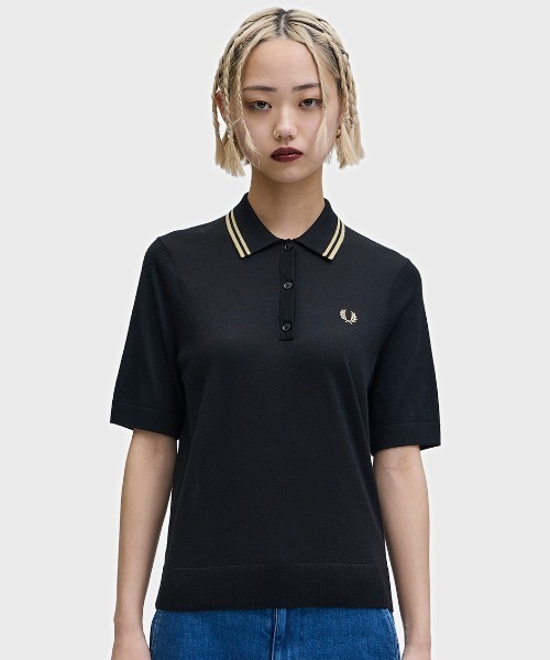 ポロシャツ ポロ Tipped Knitted Shirt／ティップラインニットポロシャツ レディースの画像