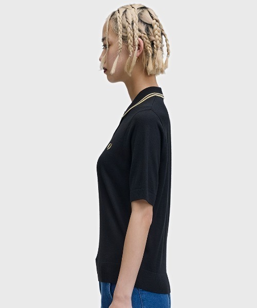 ポロシャツ ポロ Tipped Knitted Shirt／ティップラインニットポロシャツ レディースの画像