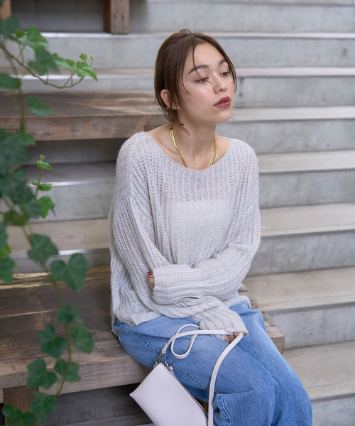 「Rouge vif」 長袖ニット フリー グレー レディース_画像5