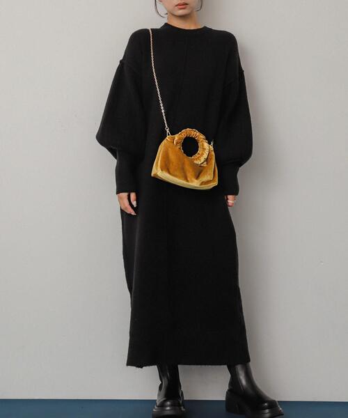 ブラック✩アーバンリサーチ  ニットワンピース SENSE OF PLACE by URBAN RESEARCH ニットワンピース ONE ブラック
